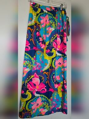Psychedelic Groovy Floral Print Maxi Skirt